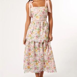 Petal + Pup Maddy Midi Dress- light pink multi